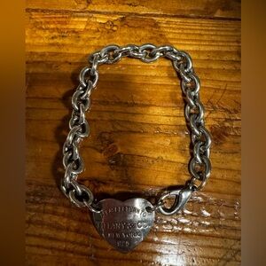 Faux Tiffany & Co. Silver Heart Tag Bracelet